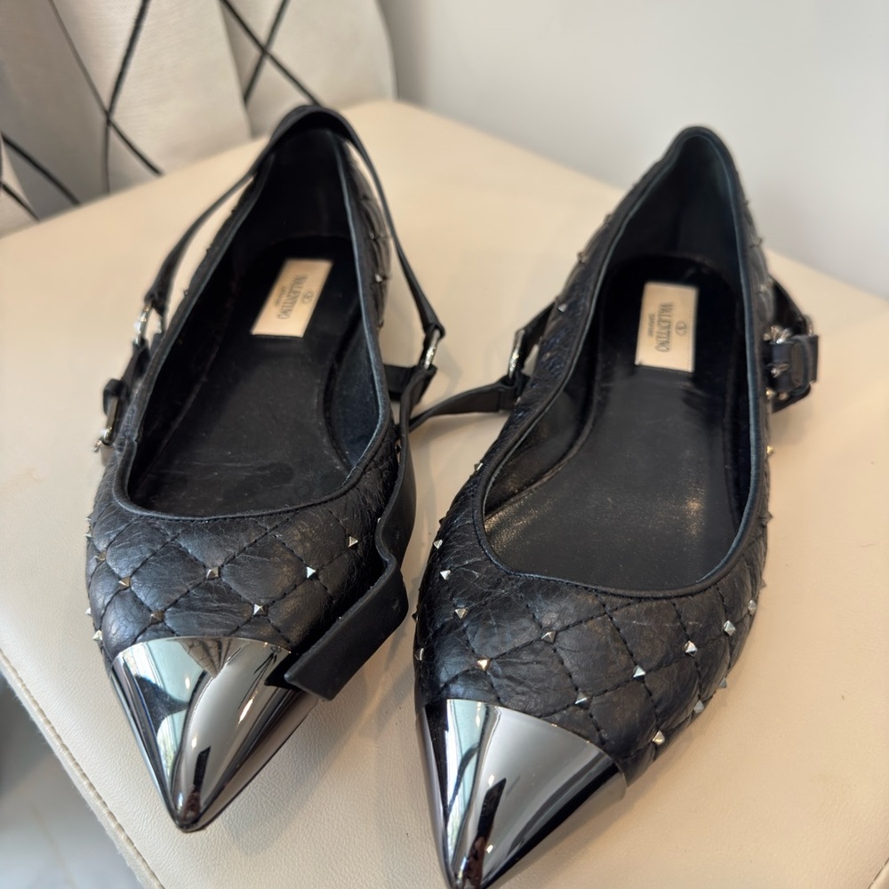 Black Studded Valentino Women's Shoes flats